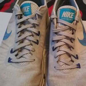 Grey and blue Nikes